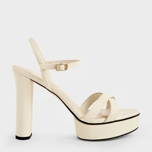 Faye Crossover Platform Heeled Sandals - Chalk