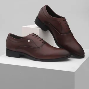 Must Haves Leather Burgundy Solid Oxford Shoes - Lebum